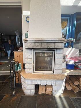 Ansicht vom Kaminofen im Wintergarten - 