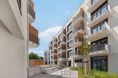 Außenansicht von der Straße - Neubau-Penthouse mit zwei Dachterrassen im Herzen Köpenicks