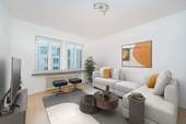 Wohnzimmer virtuelles Staging - 2-Zimmer-City-Domizil mit Balkon - Wohnen in der Münchner Isarvorstadt