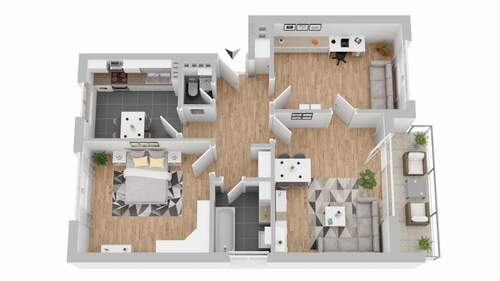 Grundrissvisualisierung (Abw. möglich) - Endlich MEINS! Ruhige 3-Zimmer-Wohnung in Lokstedt.