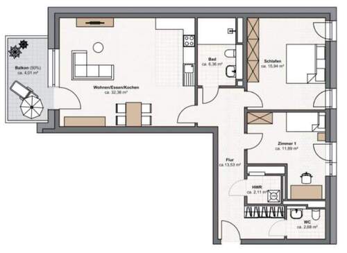 Wohnung 22 - 3 Zimmer Etagenwohnung zum Kaufen in Kaarst / Büttgen