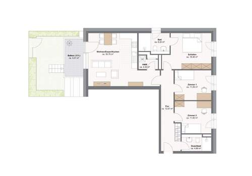 Haus L_1 (2) - 4 Zimmer Etagenwohnung zum Kaufen in Kaarst / Büttgen
