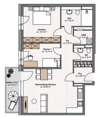 Wohnung 23 - 3 Zimmer Etagenwohnung zum Kaufen in Kaarst / Büttgen