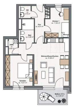 Wohnung 16 - 3 Zimmer Etagenwohnung zum Kaufen in Kaarst / Büttgen