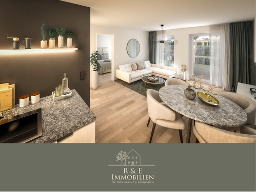 Visualisierung Wohnen-Essen-Küche - 3 Zimmer Etagenwohnung in Regensburg