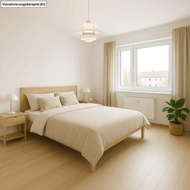 Schlafzimmer - Einrichtungsbeispiel - Etagenwohnung mit 58,00 m² in Darmstadt zum Kaufen