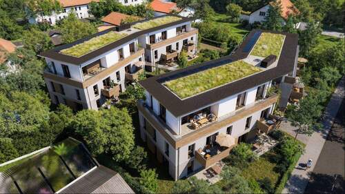 Visualisierung Vogelperspektive - 'An der Gärtnerei' Marktoberdorf: Geräumige 4-Zimmer-Erdgeschosswohnung mit Terrasse und Garten