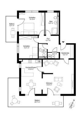 Wohnung Nr. 5 im Obergeschoss - 