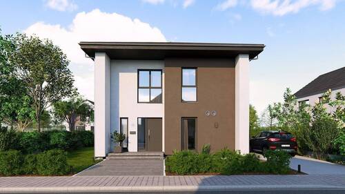 Ansicht Eingang Walmdach - Einfamilienhaus mit 151,00 m&sup2; in Standenbühl zum Kaufen