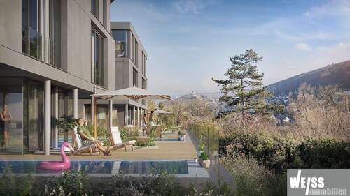 Außenansicht Pool mit Festungsblick - 