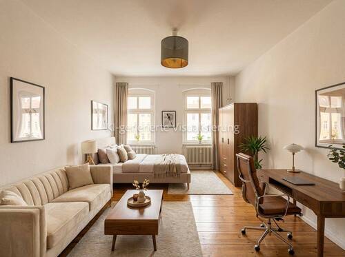 Wohnzimmer- KI (2).jpg - Unter Marktpreis in Friedrichshain: Sonnige, gepflegte 2-Zi-Whg in toller Lage und solider WEG