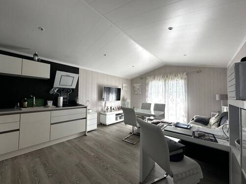 großes Wohnzimmer mit moderner Einrichtung - 