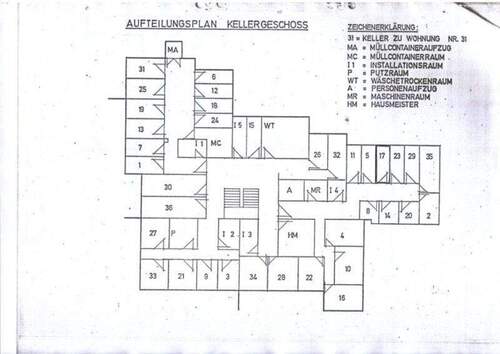Übersichtsplan Kellerräume - 