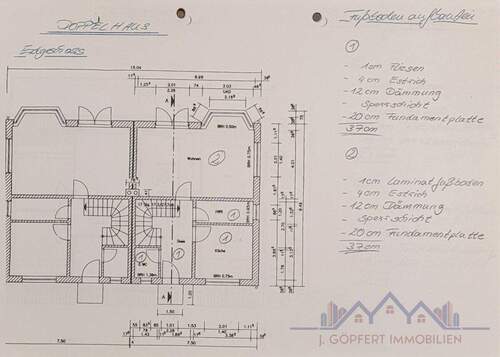 Bauzeichnung Erdgeschoss Orginal Holthusen - 