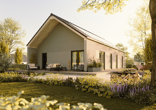 BG100 Novo - Gartenansicht - Der Bungalow, der mehr als ebenerdig ist in Großrudestedt