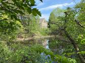 Blick über den Teich zum Haus - 8 Zimmer Bauernhaus, Landhaus zum Kaufen in Waldhufen / Thiemendorf
