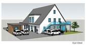 Hauptansicht mit Zufahrt - **Neubau Erdgeschosswohnung mit Terrasse und eigenem Gartenanteil in ruhiger Wohnlage**