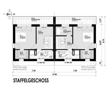 Staffelgeschoss & Dachterrasse - Doppelhaushälfte mit 140,00 m&sup2; in Hamburg zum Kaufen