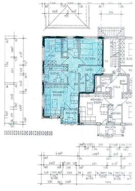 Raumaufteilung der Wohnung in blau - 