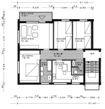 1. Obergeschoss - 4 Zimmer Etagenwohnung zur Miete in Wurmlingen