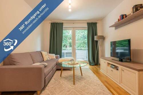 360°-Rundgang Wohnzimmer - Direkt bei Passau Charmante 2-Zimmer-Wohnung mit Duschbad, Balkon und EBK