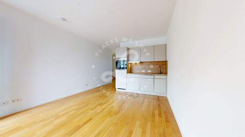 Wohn-Essbereich - Neubau Erstbezug: Geschmackvolle 1-Zimmer-Wohnung mit Einbauküche & Dachterrasse