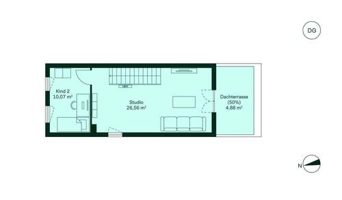 Ausgebautes Dachstudio mit angrenzender Dachterrasse - 