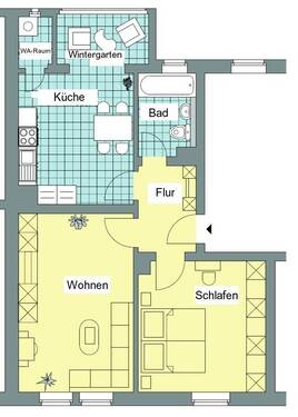 Grundriß - Etagenwohnung mit 68,50 m² in Zwickau-Nordvorstadt zur Miete