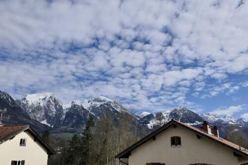 Ausblick vom großen Balkon auf Göll, Hohes Brett und Jenner - 