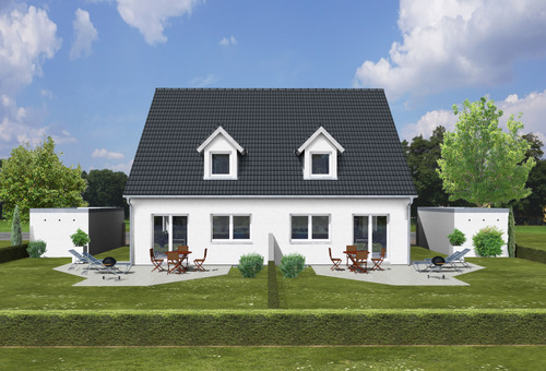Garten Front.png - Doppelhaushälften Neubau mit Keller in Feucht mit Grundstück