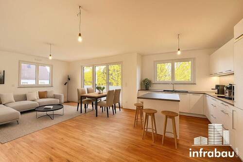 So könnte Ihr Wohnzimmer mit Küche aussehen - Traumhafte 4-ZKB in Leitershofen! Beste, ruhige Lage! Neubau!