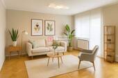 Wohnzimmer - Staging - 3 Zimmer Etagenwohnung zum Kaufen in Frankfurt am Main