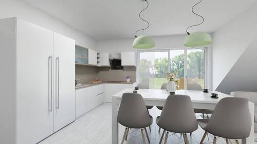 Visualisierung Küche & Essen - Platz für die ganze Familie - 6,5-Zi.-Maisonette in Ergenzingen mit Balkon & VVS in 5 Gehmin.