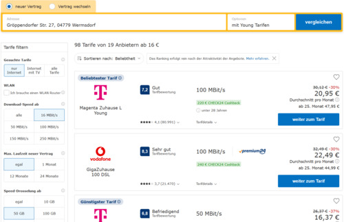 Internet Auskunft am Standort - 