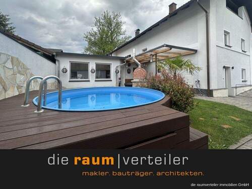 Garten m. Pool - Neuwertige Doppelhaushälfte in Bad Aibling, ca. 115 m² Wohnfläche + 15 qm Nfl. und 286 qm Grundst.