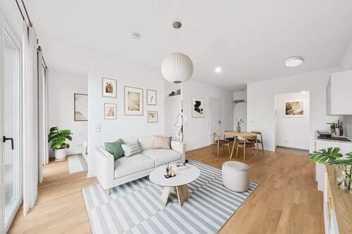 Einrichtungsbeispiel Wohnküche - Hochwertig Wohnen oder nachhaltig investieren - stilvolles Neubau-Apartment im Erstbezug