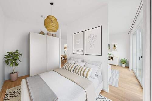 Einrichtungsbeispiel Schlafbereich - 1 Zimmer Etagenwohnung in Berlin