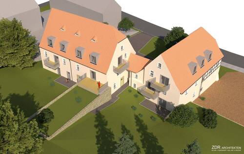 Visualisierung Rückansicht - Mehrfamilienhaus, Wohnhaus in Klipphausen zum Kaufen