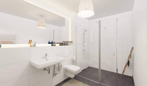 Ein weiteres Badezimmer mit bodengleicher Dusche - 