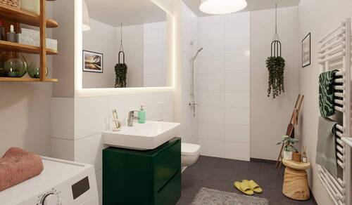 Ein modern gefliestes Badezimmer - Etagenwohnung mit 54,40 m&sup2; in Hasloh zum Kaufen