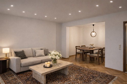 Wohn- und Essbereich - virtually staged - Reihenmittelhaus mit 104,50 m&sup2; in Ulm zum Kaufen