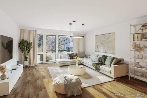 Wohnzimmer digital eingerichtet - Ruhige Wohnung im 1. OG ohne Barrieren erreichbar