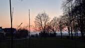 Ausblick zum winterlichen Sonnenuntergang - 