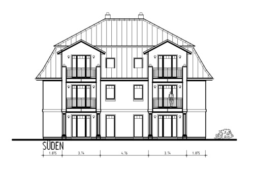 Ansicht Süden - Mehrfamilienhaus, Wohnhaus mit 417,00 m&sup2; in Zetel zum Kaufen
