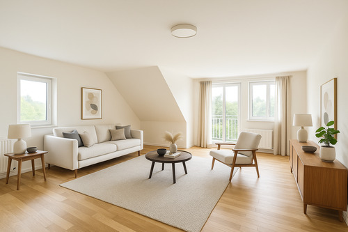 Wohnraum Visualisierung - Peenemünde, Erstbezug mit Balkon & Hafenblick auf die Peene