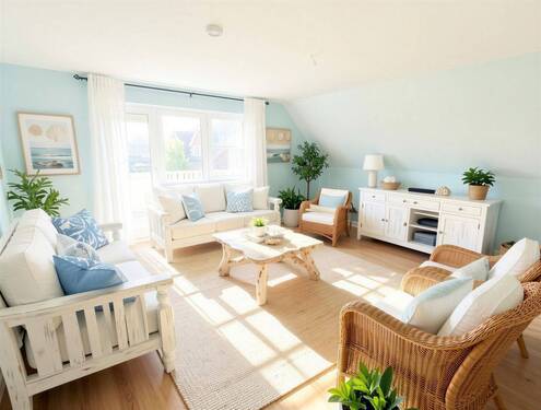 Wohnzimmer 2 - (KI generiert) - Charmante 2-Zimmer-Dachgeschoss-Wohnung mit Balkon in Bersenbrück