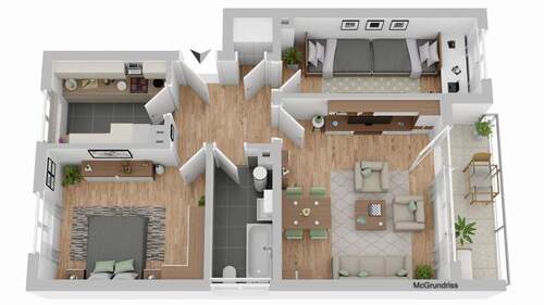 Bild 1 - 3-Zimmer-Wohnung mit Balkon und Garage in Mitterteich