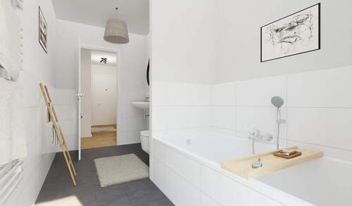 Modernes Tageslichtbad mit Badewanne - 