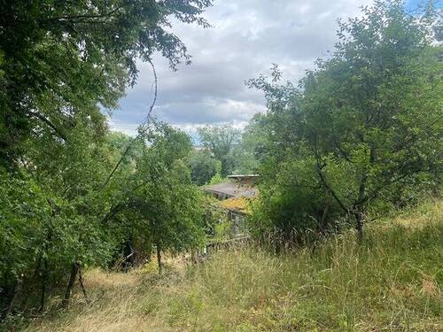 Grundstück Blick von oben zum Bungalow - 