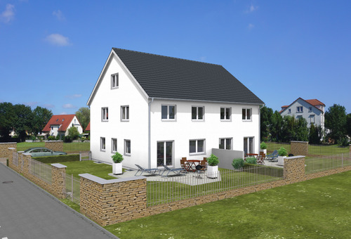 Garten Giebel West_3D.png - Doppelhaushälften Neubau in Neumarkt- Woffenbach in schöner Wohnlage.